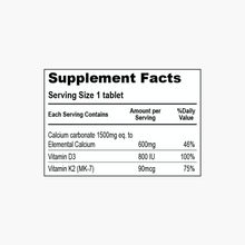 Load image into Gallery viewer, Calcium and Vitamin D3 with Vitamin K2