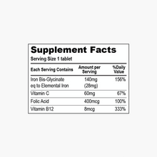Load image into Gallery viewer, Iron with Folic Acid, Vitamin C & B12